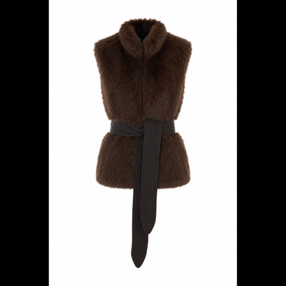 Liu Jo Women Faux Fur Vest With Belt